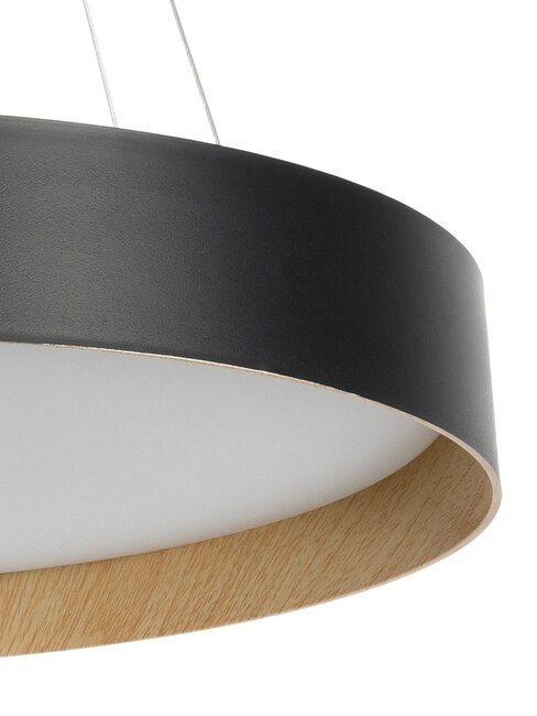 kelvo® RONDO KLV-101-0587 Κρεμαστό Φωτιστικό Οροφής LED 36W 3600lm 120° AC 220-240V IP20 Ρυθμιζόμενο Λευκό CCT με Διακόπτη στο Driver 2700K/4500K/6000K Triac Dimmable - Lumileds SMD Chip & ENEC/TÜV Driver - Μαύρο Ματ & Εφέ Ξύλου - Μ50 x Π50 x Υ7cm - 5 Χρόνια Εγγύηση - 5