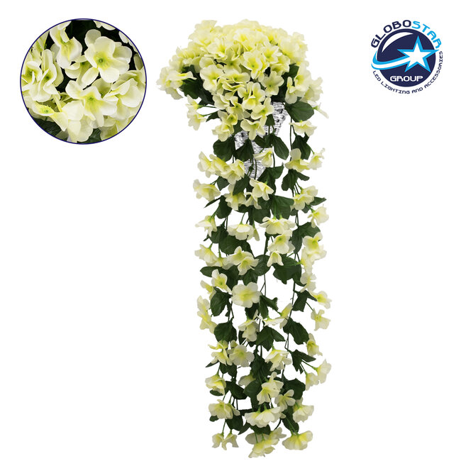 78056 Τεχνητό Κρεμαστό Φυτό Διακοσμητικών Λουλουδιών με Λευκά Φλόξ M30 x Υ80 x Π30cm