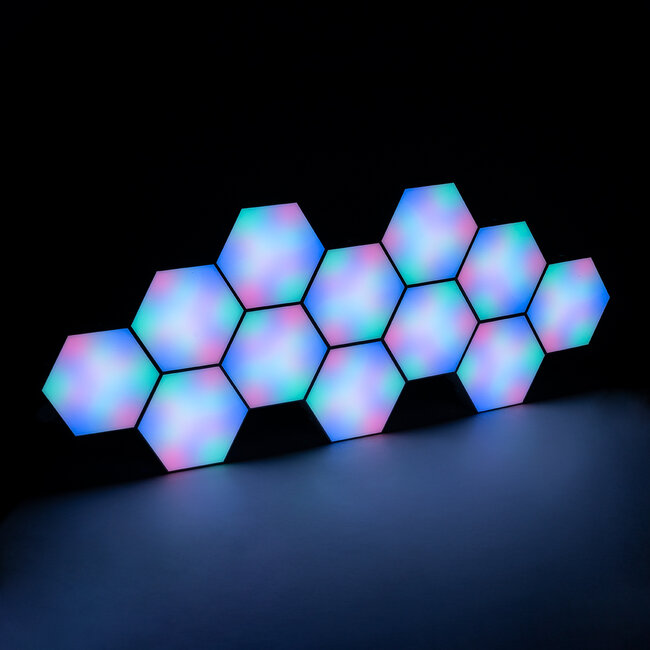DIGIOCTA 90449 Σετ 12 Ψηφιακων LED RGB Φωτιστικών Κυψελών με Ψηφιακό Controller με WiFi Smart APP & Ασύρματο Χειριστήριο RF 2.4Ghz - LED SMD 5050 18W/Σετ 168PIXEL/Σετ 1440lm/Σετ 120° DC 5V με USB 2.0 IP20 Πολύχρωμο RGB - Dimmable - Μ10.5 x Π10.5 x Υ3cm Ανά Κυψέλη - 2 Χρόνια Εγγύηση - 15