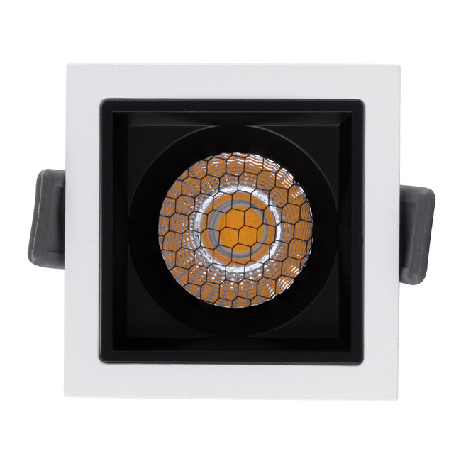 PLUTO-S 60264 Χωνευτό LED Spot Downlight TrimLess Μ6.4xΠ6.4cm 7W 910lm 38° AC 220-240V IP20 Μ6.4 x Π6.4 x Υ4.9cm - Τετράγωνο - Λευκό με Μαύρο Κάτοπτρο & Anti-Glare HoneyComb - Φυσικό Λευκό 4500K - Bridgelux COB - 5 Years Warranty - 6