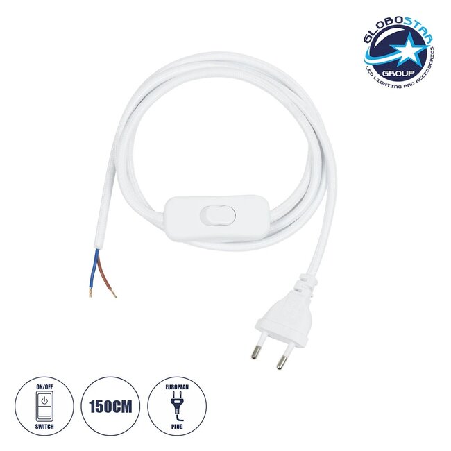 WHIP 77671 Μοντέρνο DIY Φωτιστικό με Υφασμάτινο Καλώδιο, με Διακόπτη On/Off AC 220-240V IP20 - Λευκό - Μ140 x Π3.5 x Υ1.5cm WHIP 77671 Μοντέρνο DIY Φωτιστικό με Υφασμάτινο Καλώδιο, με Διακόπτη On/Off AC 220-240V IP20 - Λευκό - Μ140 x Π3.5 x Υ1.5cm