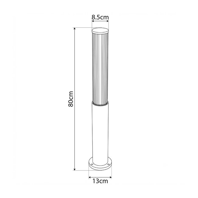 CYLIS GLB-103-0014 Φωτιστικό Κολωνάκι Κήπου LED 15W 1350lm 360° AC 220-240V Αδιάβροχο IP65 Θερμό Λευκό 2700K - Sanan SMD Chip - Μαύρο Ματ - Μ13 x Π13 x Υ80cm - 3 Χρόνια Εγγύηση - 5