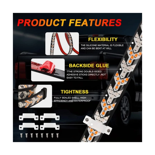 81734 Car Backlit LED Strip Εύκαμπτη Ταινία 100cm Σήμανσης DRL Αυτοκινήτου 3 Προγραμμάτα Φωτισμού LED SMD 5050 12W DC 9-30V Αδιάβροχη IP65 Πορτοκαλί - Κόκκινο - 2 Χρόνια Εγγύηση - 8