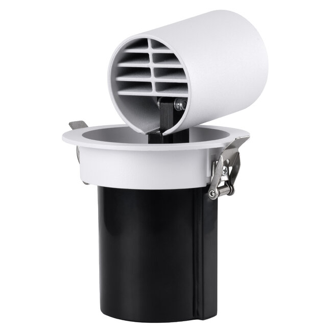 VIRGO-M 60307 Χωνευτό LED Spot Downlight TrimLess Φ11cm 12W 1500lm 36° AC 220-240V IP20 Φ11cm x Υ11.5cm - Στρόγγυλο - Λευκό με Μαύρο Κάτοπτρο - Θερμό Λευκό 2700K - Bridgelux COB - 5 Years Warranty - 13