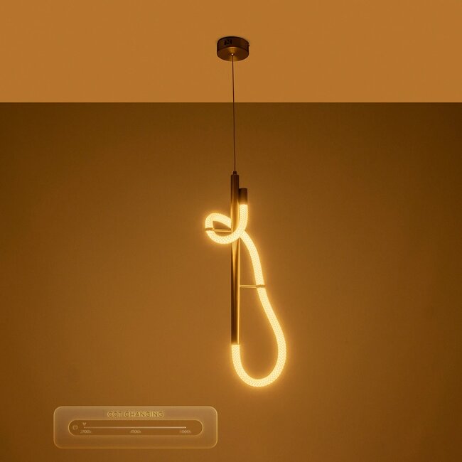 kelvo® GLOW KLV-101-0159 Κρεμαστό Φωτιστικό Οροφής LED 24W 2400lm 360° AC 220-240V IP20 Ρυθμιζόμενο Λευκό CCT με On/Off 2700K/4500K/6000K - Lumileds SMD Chip - Χρυσό Πλατίνα - Μ24 x Π10 x Υ62cm - 3 Χρόνια Εγγύηση - 13