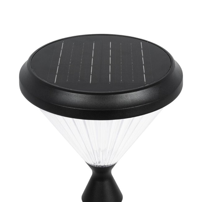 VEGGIE 90522 Φωτιστικό Κολωνάκι Κήπου LED 10W 500lm 120° με Ενσωματωμένο Φωτοβολταϊκό Panel 6V 2W & Επαναφορτιζόμενη Μπαταρία Li-ion 3.2V 6000mAh με Αισθητήρα Ημέρας-Νύχτας Αδιάβροχο IP65 Ψυχρό Λευκό 6000K - Sanan SMD Chip - Μαύρο - Μ26 x Π26 x Υ60cm - 2 Χρόνια Εγγύηση - 5