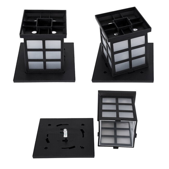 69928 ΣΕΤ 2 Τεμαχίων Αυτόνομα Ηλιακά Φωτιστικά LED SMD 0.24W/Τεμ. 24lm/Τεμ. με Ενσωματωμένη Μπαταρία 600mAh - Φωτοβολταϊκό Πάνελ με Αισθητήρα Ημέρας-Νύχτας Αδιάβροχο IP65 Φανάρι Κήπου Τετράγωνο Ψυχρό Λευκό 6000K Μ8.5 x Π8.5 x Υ26.5cm - 5