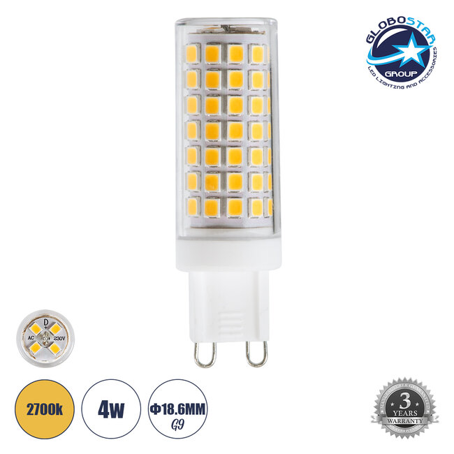 TUBITO 60392 Λάμπα G9 LED 4W 544lm 360° AC 220-240V IP20 Θερμό Λευκό 2700K Dimmable - Lumileds SMD Chip - Μ1.9 x Π1.9 x Υ6.3cm - 3 Χρόνια Εγγύηση