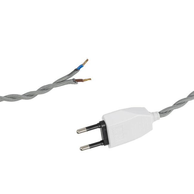 WHIP 77674 Μοντέρνο DIY Πλεκτό Καλώδιο με Διακόπτη On/Off AC 220-240V IP20 - Γκρι & Λευκό - Μ150 x Π2.7 x Υ1.9cm