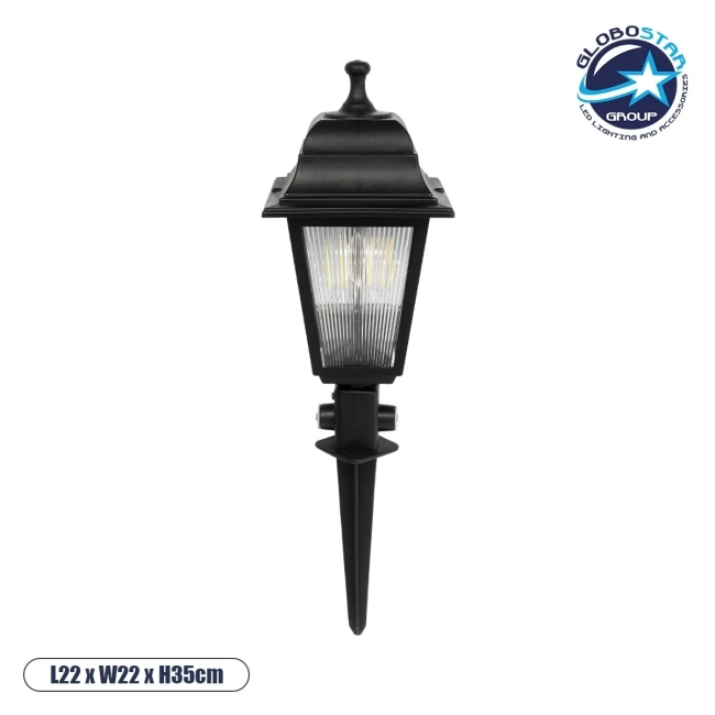 SOLME 203-0213 Vintage Καρφωτό Φωτιστικό Φαναράκι Μονόφωτο 1 x E27 IP44 Μαύρο & Διάφανο Πλαστικό - Μ22 x Π22 x Υ35cm