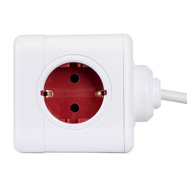 TRAVEL PowerCube PRO Certified 79645 Πολύπριζο 5 Θέσεων με 1.5m Kαλώδιο - 5 Πρίζες Ασφαλείας Childproof EU Schuko AC 220-240V Μ7.5 x Π11.5 x Υ7.5 - Λευκό με Κόκκινο - Max Load 3680W/16A - 8