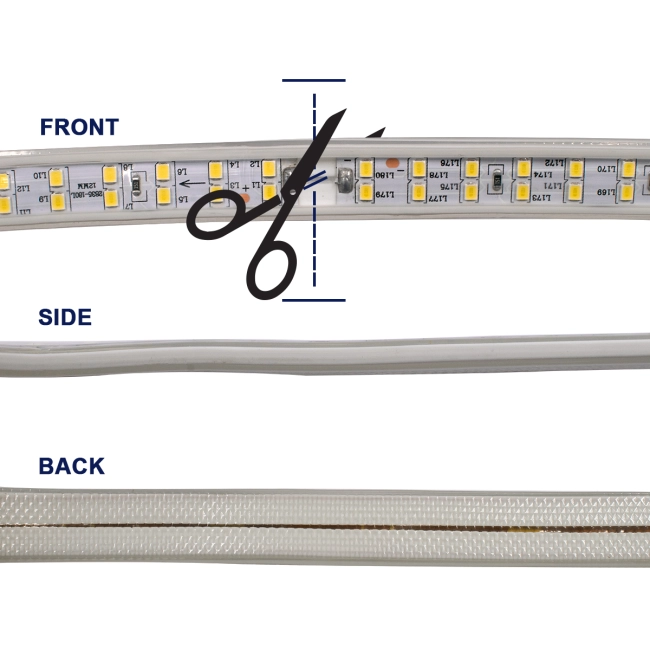 70512 Wide Ταινία Διπλής Σειράς Epistar LED SMD 2835 1m 24W/m 180LED/m 3216lm/m 120° DC 230V Αδιάβροχη IP68 Θερμό Λευκό 3000K Dimmable - 5
