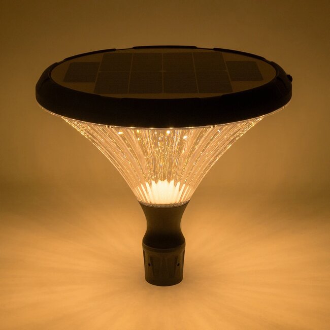 SQUARE 90503 Φωτιστικό Κεφαλής Post Top Πλατείας/Πάρκου/Κήπου LED 40W 1600lm 120° DC 5V με Ενσωματωμένο Φωτοβολταϊκό Panel 5V 25W & Επαναφορτιζόμενη Μπαταρία Li-ion 3.2V 30000mAh με Αισθητήρα Κίνησης-Ημέρας-Νύχτας Αδιάβροχο IP65 Θερμό Λευκό 2700K - Sanan SMD Chip - Γκρι Ανθρακί Ματ - Μ54 - 6