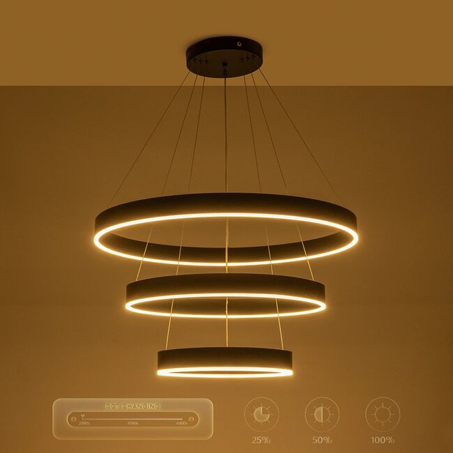 kelvo® VENOM KLV-101-0199 Κρεμαστό Φωτιστικό Οροφής LED 120W 12000lm 120° AC 220-240V IP20 Ρυθμιζόμενο Λευκό CCT με Χειριστήριο από 2700K έως 6000K Dimmable - Lumileds SMD Chip - Μαύρο Ματ - Μ80 x Π80 x Υ80cm - 3 Χρόνια Εγγύηση - 13