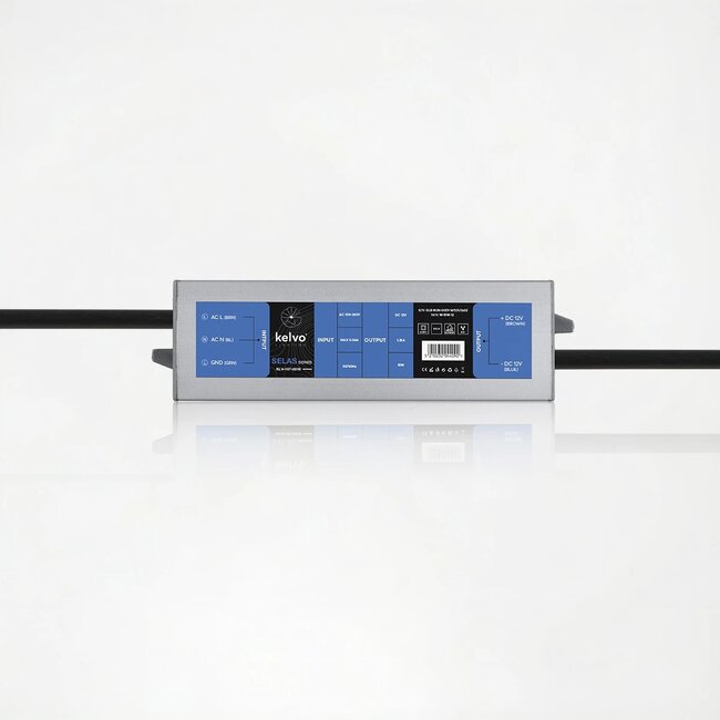 kelvo® SELAS KLV-107-0018 Τροφοδοτικό/Μετασχηματιστής Class II SELV 15W 1.25A AC 220-240V σε DC 12V Αδιάβροχο IP67 - Γκρι Ανθρακί Ματ - Μ11 x Π3 x Υ2cm - 5 Χρόνια Εγγύηση - 3