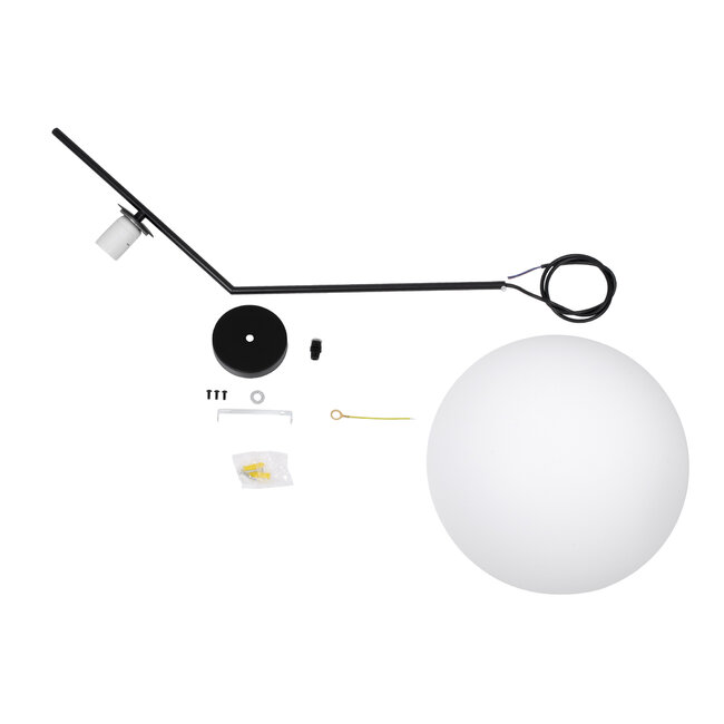 MONROE 00957 Μοντέρνο Κρεμαστό Φωτιστικό Οροφής Μονόφωτο Μαύρο - Λευκό Μεταλλικό Μπάλα Φ30 x Υ75cm - 10