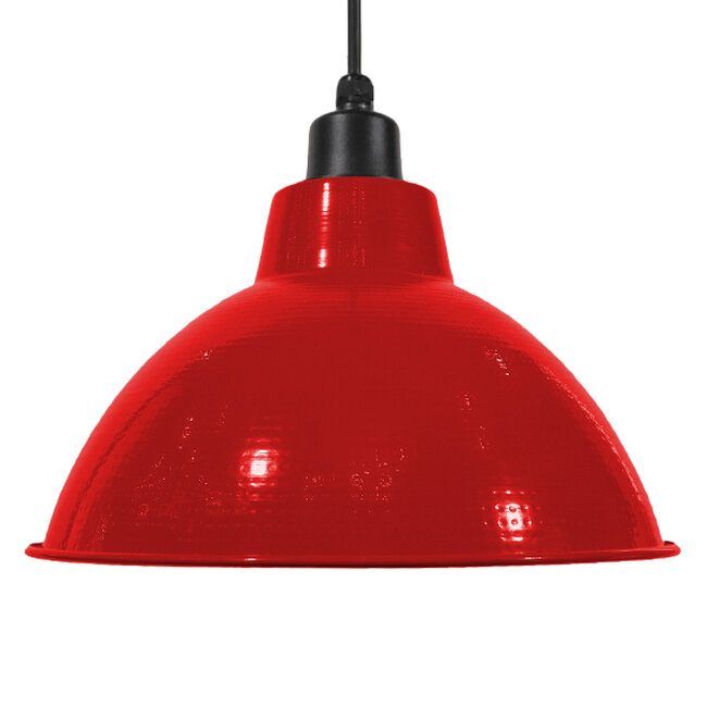 Vintage Industrial Κρεμαστό Φωτιστικό Οροφής Μονόφωτο Κόκκινο Μεταλλικό Καμπάνα Φ39  LOUVE RED 01177 - 5