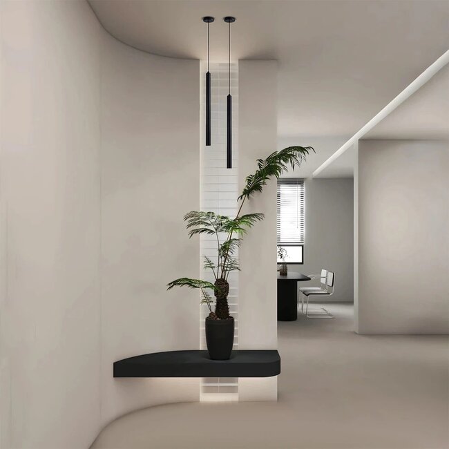 kelvo® CANAL KLV-101-0073 Κρεμαστό Φωτιστικό Οροφής LED 7W 700lm 36° AC 220-240V IP20 Θερμό Λευκό 2700K - Bridgelux COB Chip & TÜV SÜD Driver - Μαύρο Ματ - Μ4 x Π4 x Υ80cm - 5 Χρόνια Εγγύηση - 2