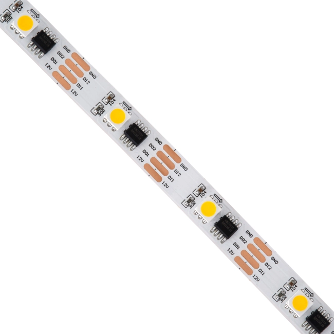DIGIPRO 90598 Ψηφιακή Pixel Addressable Ταινία LED 9W/m 810lm/m 120° DC 12V IP20 30 x SMD5050 Chip/m 30 x Pixel/m Θερμό Λευκό 2700K Dimmable SPI/TTL Protocol IC TM1908 - Sanan SMD Chip - Μ500 x Π1 x Υ0.2cm - Ρολό 5 Μέτρων - 5 Χρόνια Εγγύηση - 3