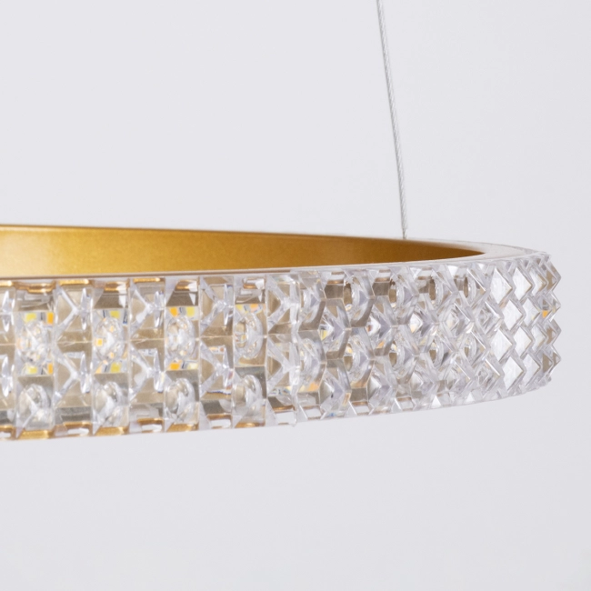 DIAMOND TRIO 61145 Μοντέρνο Κρεμαστό Φωτιστικό Οροφής LED 120W 14723lm 360° AC 220-240V IP20 Ρυθμιζόμενο Λευκό CCT με Χειριστήριο από 2700K έως 6000K Dimmable - Lumileds SMD Chip - Χρυσό Βούρτσας - Μ150 x Π150 x Υ60cm - 3 Χρόνια Εγγύηση - 4