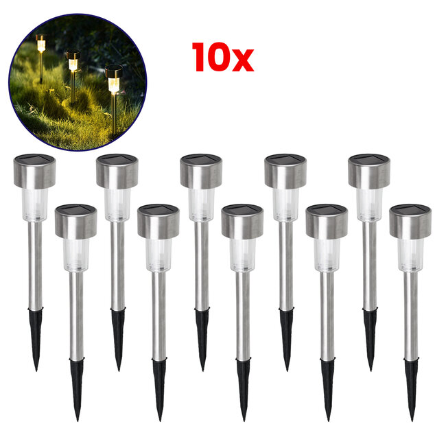 71521-10 ΣΕΤ 10 Τεμαχίων Αυτόνομα Ηλιακά Φωτιστικά LED SMD 1W 40lm με Ενσωματωμένη Μπαταρία 600mAh - Φωτοβολταϊκό Πάνελ με Αισθητήρα Ημέρας-Νύχτας Αδιάβροχο IP65 Φανάρι Κήπου Στρογγυλό Θερμό Λευκό 2700K - 8