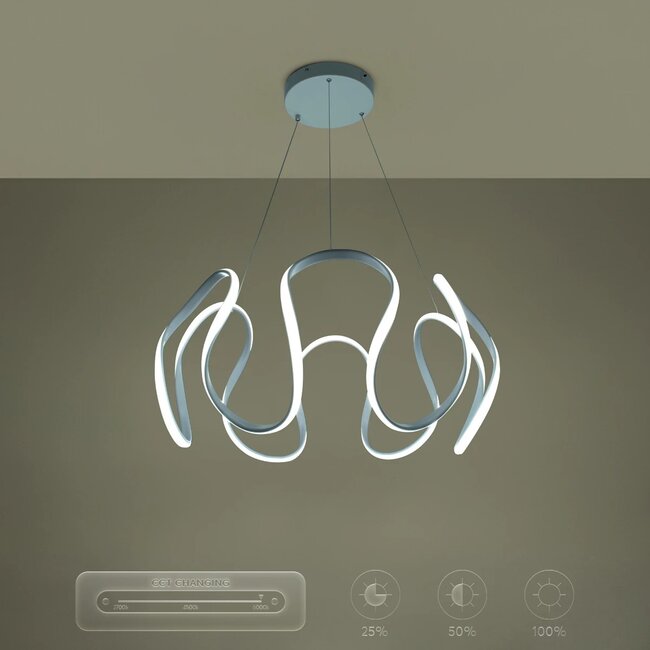 kelvo® TARANTULA KLV-101-0270 Κρεμαστό Φωτιστικό Οροφής LED 120W 12000lm 360° AC 220-240V IP20 Ρυθμιζόμενο Λευκό CCT με Χειριστήριο από 2700K έως 6000K Dimmable - Lumileds SMD Chip - Λευκό Ματ - Μ78 x Π78 x Υ31.5cm - 3 Χρόνια Εγγύηση - 13