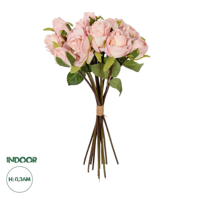 Artificial Garden PINK ROSE BOUQUET 21081 Τεχνητό Διακοσμητικό Μπουκέτο Τριαντάφυλλα Ροζ Y36cm