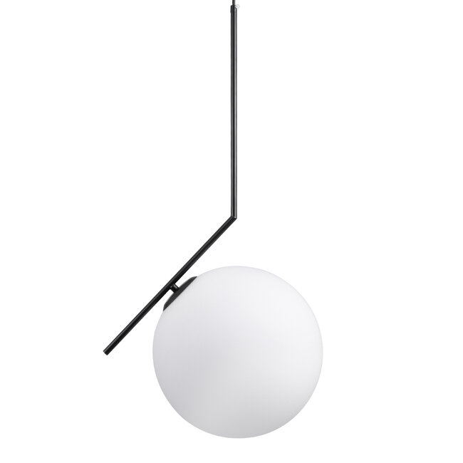 MONROE 00957 Μοντέρνο Κρεμαστό Φωτιστικό Οροφής Μονόφωτο Μαύρο - Λευκό Μεταλλικό Μπάλα Φ30 x Υ75cm - 4