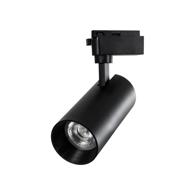 LUGANO 60815 Μονοφασικό Φωτιστικό Σποτ Ράγας LED 30W 3900lm 36° Acrylic HQ LENS AC 220-240V IP20 Φ7.5 x Υ22.7cm Ψυχρό Λευκό 6000K - EUROTRACKSystem 1L+1N - Μαύρο - Bridgelux Chip - TÜV Certified Driver - 5 Χρόνια Εγγύηση