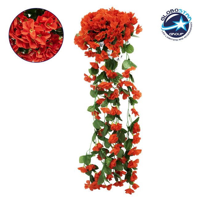 78055 Τεχνητό Κρεμαστό Φυτό Διακοσμητικών Λουλουδιών με Κόκκινα Φλόξ M30 x Υ80 x Π30cm
