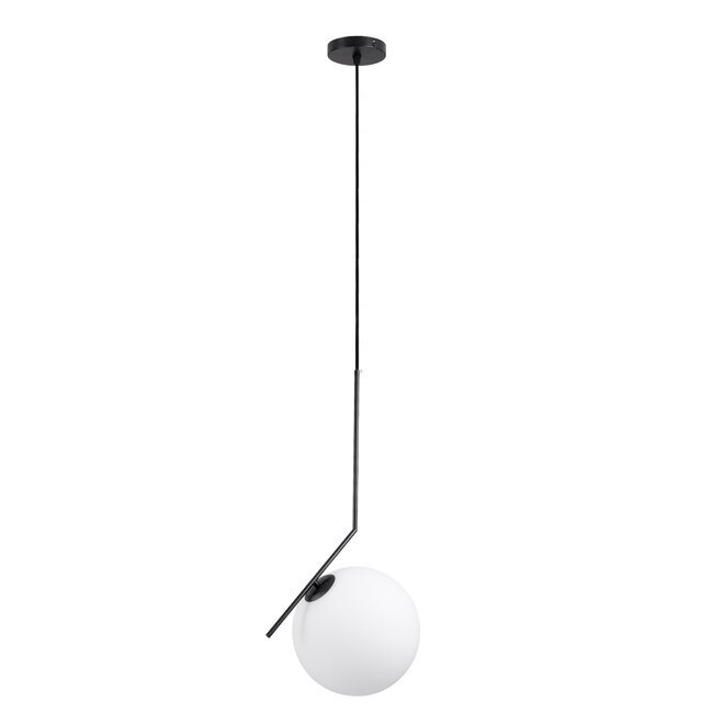 MONROE 00957 Μοντέρνο Κρεμαστό Φωτιστικό Οροφής Μονόφωτο Μαύρο - Λευκό Μεταλλικό Μπάλα Φ30 x Υ75cm - 3