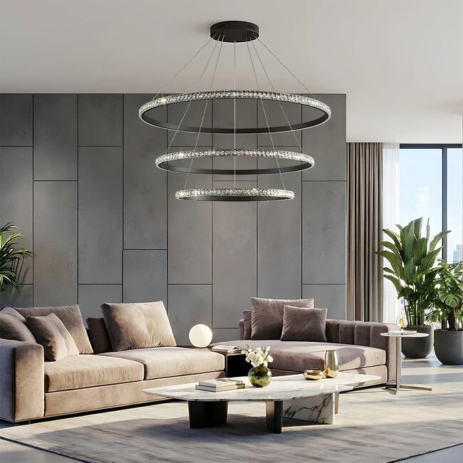 kelvo® DIAMOND KLV-101-0239 Κρεμαστό Φωτιστικό Οροφής LED 120W 12000lm 180° AC 220-240V IP20 Ρυθμιζόμενο Λευκό CCT με Χειριστήριο από 2700K έως 6000K Dimmable - Lumileds SMD Chip - Μαύρο Ματ - Μ80 x Π80 x Υ80cm - 3 Χρόνια Εγγύηση - 2