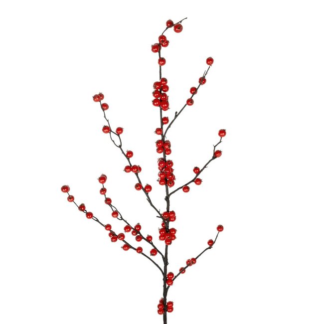 Artificial Garden RED HOLLY BERRIES FRUIT BRANCH 21429 Τεχνητό Διακοσμητικό Κλαδί Κόκκινο Γκί Y108cm