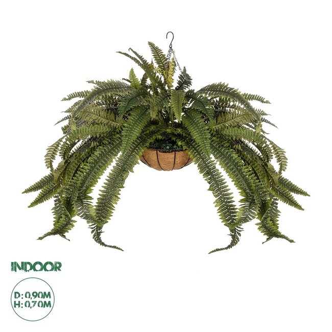 Artificial Garden FERN HANGING PLANT 20622 Τεχνητό Κρεμαστό Διακοσμητικό Φυτό Φτέρης Π90 x Μ90 x Y70cm