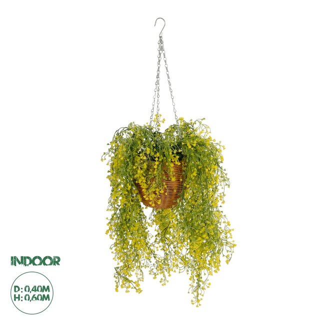 Artificial Garden GOLDEN BELL WILLOW HANGING PLANT 20626 Τεχνητό Κρεμαστό Διακοσμητικό Φυτό Κίτρινη Ιτιά Μ40 x Π40 x Y60cm