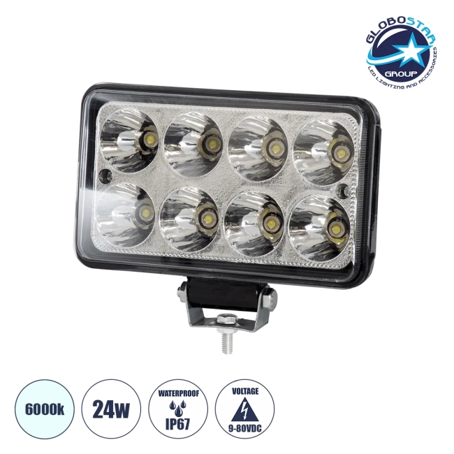 85419 Vehicle & Forklift Work Lights - Φώτα Εργασίας για Οχήματα Περονοφόρα - Κλάρκ LED 24W DC 9-80V Αδιάβροχο IP67 Ψυχρό Λευκό 6000K Μ15.5 x Π9 x Υ5.5cm