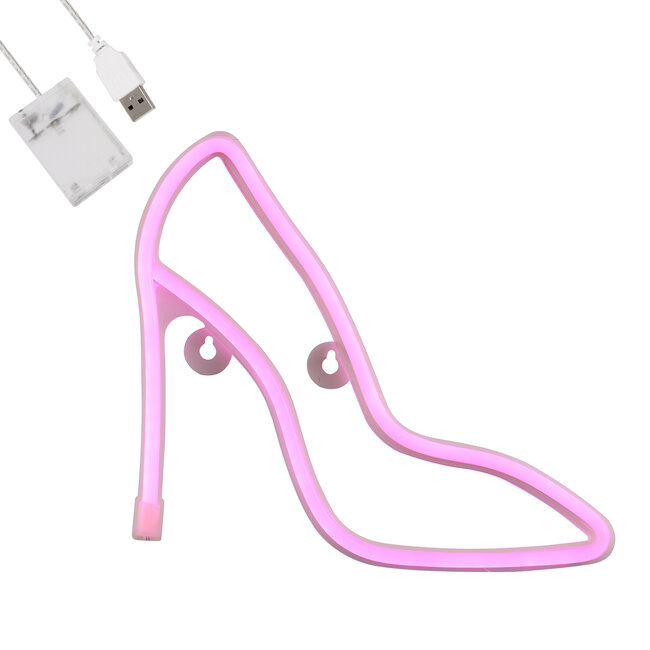 78577 Φωτιστικό Ταμπέλα Φωτεινή Επιγραφή NEON LED Σήμανσης WOMEN SHOES 5W με Καλώδιο Τροφοδοσίας USB - Μπαταρίας 3xAAA (Δεν Περιλαμβάνονται) - Ροζ - 2