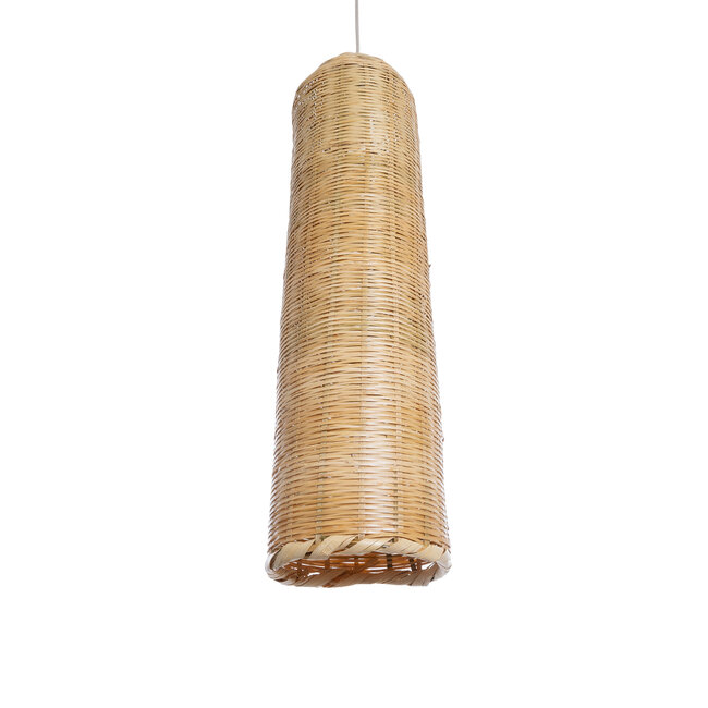 WAIKIKI 02349 Boho Κρεμαστό Φωτιστικό Οροφής Μονόφωτο 1 x E27 AC220-240V IP20 - Φ20 x Υ80cm - Μπεζ Ξύλινο Μπαμπού Καμπάνα - 5 Χρόνια Εγγύηση - 5