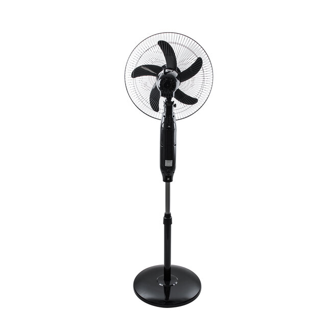 SOLARA-FAN 85356 Solar Fan Αυτόνομος Ηλιακός Επιδαπέδιος Ανεμιστήρας 25W 2 Λειτουργιών Ρεύματος με AC 220-240V ή με Φωτοβολταϊκό Panel 9V 12W & Επαναφορτιζόμενη Μπαταρία Li-ion 7.4V 4400mAh - 3 Ταχύτητες - Ενσωματωμένο USB 2.0 Charger Συσκευών - IP20 - Μ44 x Π37.5 x Υ132cm - Μαύρο - 2 Yea - 5