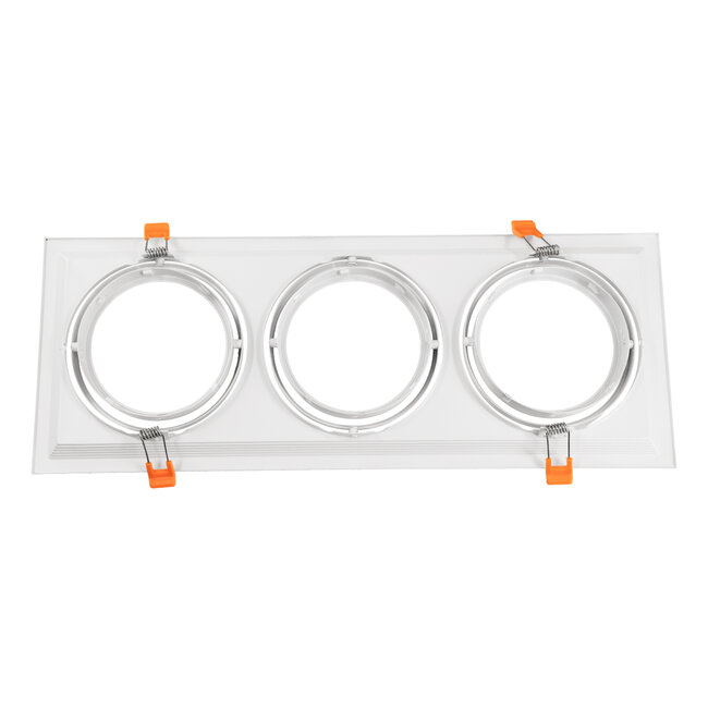 VITA 77856 Χωνευτό Κινούμενο Τριπλο Τετράγωνο Σποτ Οροφής για Λάμπα AR111 - IP20 - Χυτό Αλουμίνιο - M48.7 x Π18.7 x Y5.5cm - Λευκό - 5 Χρόνια Εγγύηση