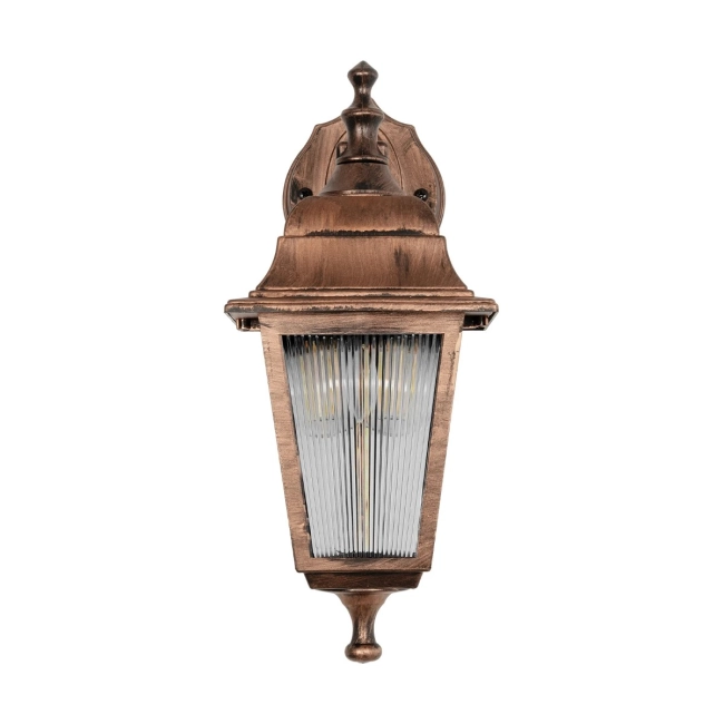 SOLME 203-0216 Vintage Επιτοίχιο Φωτιστικό Φαναράκι Μονόφωτο 1 x E27 IP44 Χάλκινο Πλαστικό Σώμα - Μ19 x Π15 x Υ35cm