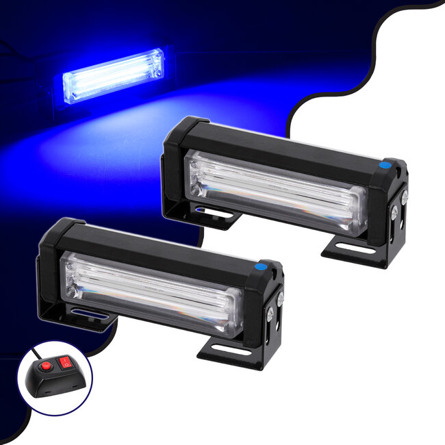 85026 PRO Series ΣΕΤ 2 x Μπάρες Σήμανσης Οχήματος Αστυνομίας για Αυτοκίνητα & Φορτηγά 13 Προγραμμάτων Φωτισμού STROBE LED CREE CXB COB 18W DC 10-30V Αδιάβροχο IP65 Μπλε - 2