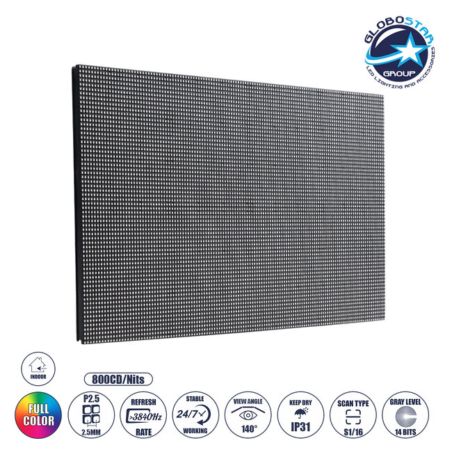 STANDWALL 41055 Module για Οθόνες LED Video Wall 32x16cm 128x64px P2.5 LED 35W 3840Hz 8192 Dots ≥5000cd/㎡ Nits DC 5V Εξωτερικού Χώρου IP65 Full Color S1/16 14Bits - Kinglight SMD1415 - Μ32 x Π1.3 x Υ16cm - 2 Χρόνια Εγγύηση
