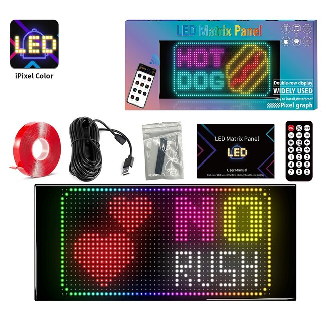 MATRIX GLB-106-0006 Κυλιόμενη Ψηφιακή Επιγραφή / Κορνίζα 27x12cm P4 48x24 Pixel LED 10W AC 220-240V Αδιάβροχο IP65 Πολύχρωμο RGB - Bluetooth Control μέσω iPIXEL APP - Μ27 x Π0.4 x Υ12cm - 2 Χρόνια Εγγύηση