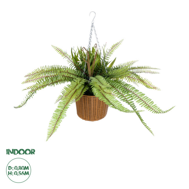 Artificial Garden FERN HANGING BOUQUET PLANT 20629 Τεχνητό Κρεμαστό Διακοσμητικό Φυτό Φτέρης  Y65cm