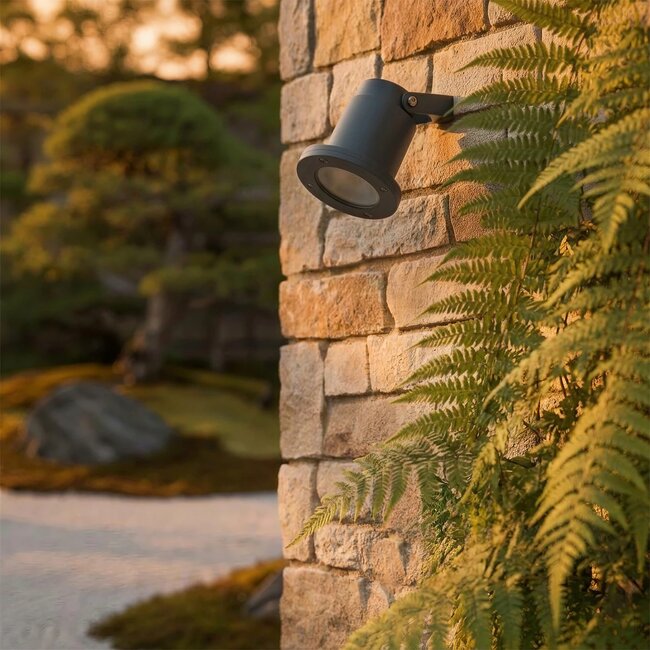 kelvo® GARDELINI KLV-101-0002-V2 Φωτιστικό Σποτ Τοίχου με Βάση για Λάμπα MR16 με Ντουί GU10 AC 220-240V Αδιάβροχο IP65 - Γκρι Ανθρακί Ματ - Μ10 x Π10 x Υ30cm - 2