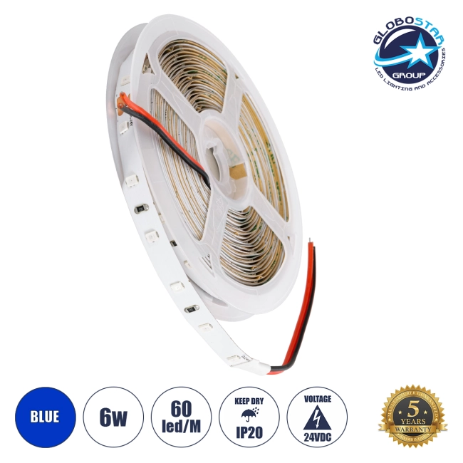 LILAC 70206 Ταινία LED 6W/m 360lm/m 120° DC 24V IP20 60 x SMD2835 Chip/m Μπλε Dimmable - Sanan SMD Chip - Μ500 x Π0.8 x Υ0.1cm - Ρολό 5 Μέτρων - 5 Χρόνια Εγγύηση LILAC 70206 Ταινία LED 6W/m 360lm/m 120° DC 24V IP20 60 x SMD2835 Chip/m Μπλε Dimmable - Sanan SMD Chip - Μ500 x Π0.8 x Υ0.1cm - Ρολό 5 Μέτρων - 5 Χρόνια Εγγύηση