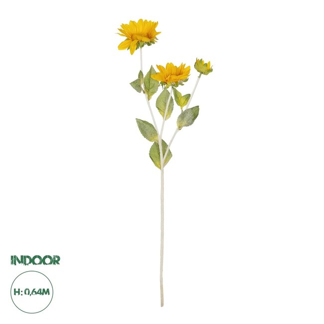 Artificial Garden YELLOW SUNFLOWER BRANCH 21384 Τεχνητό Διακοσμητικό Κλαδί Ηλιοτρόπιο Κίτρινο Y64cm