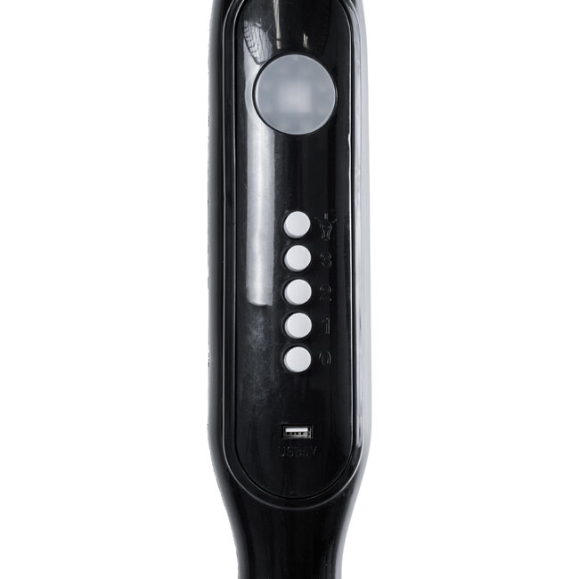 SOLARA-FAN 85356 Solar Fan Αυτόνομος Ηλιακός Επιδαπέδιος Ανεμιστήρας 25W 2 Λειτουργιών Ρεύματος με AC 220-240V ή με Φωτοβολταϊκό Panel 9V 12W & Επαναφορτιζόμενη Μπαταρία Li-ion 7.4V 4400mAh - 3 Ταχύτητες - Ενσωματωμένο USB 2.0 Charger Συσκευών - IP20 - Μ44 x Π37.5 x Υ132cm - Μαύρο - 2 Yea - 8