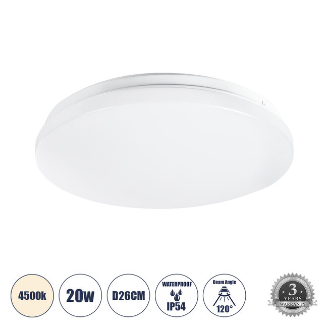 CELANO 61006 LED Πλαφονιέρα Οροφής Στρόγγυλη Φ26 20W 1900lm 120° AC 220-240V Αδιάβροχη IP54 Φ26 x Υ6cm Φυσικό Λευκό 4500K - 3 Χρόνια Εγγύηση CELANO 61006 LED Πλαφονιέρα Οροφής Στρόγγυλη Φ26 20W 1900lm 120° AC 220-240V Αδιάβροχη IP54 Φ26 x Υ6cm Φυσικό Λευκό 4500K - 3 Χρόνια Εγγύηση